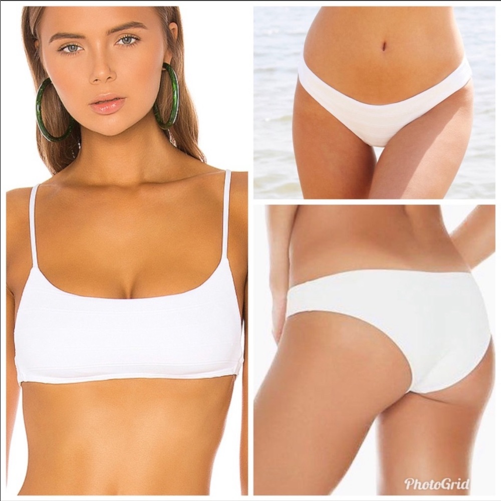 l*space White Scoop Neck Bikini Top and Classic Bottom